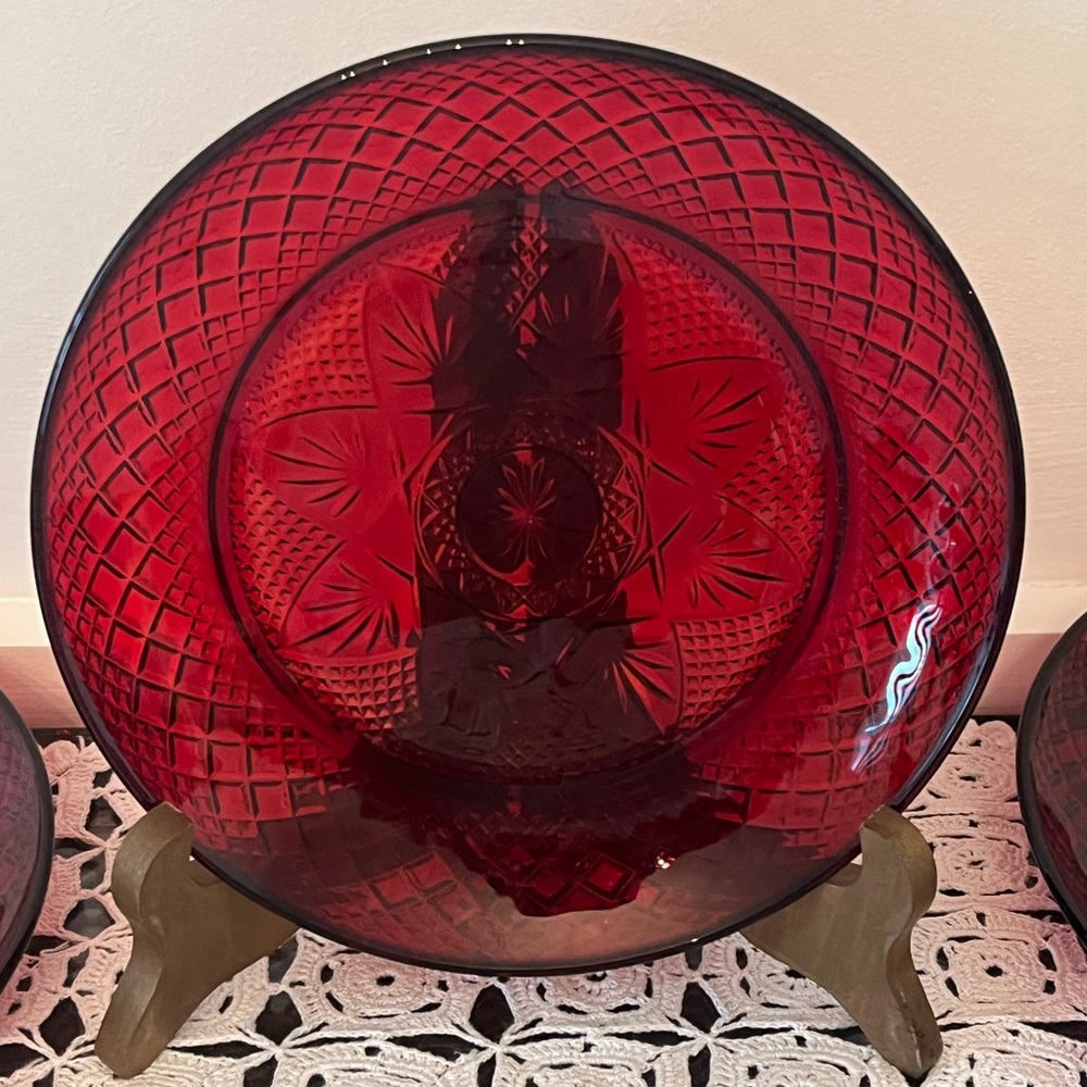 Cristal D'Arques - Durand Antique Ruby Luncheon Plates, Set of 3 - 8” Plates